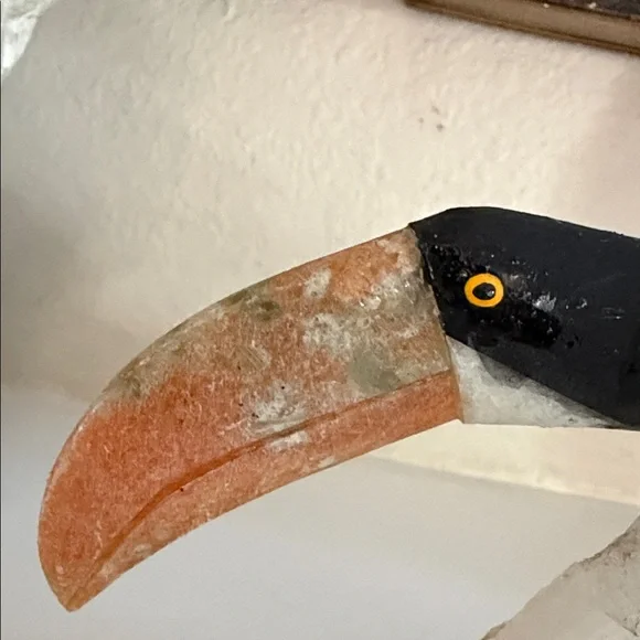 Vintage Brazilian Gemstone Toucan Bird Carving Quartz Base Onyx Calcite - Picture 4 of 15